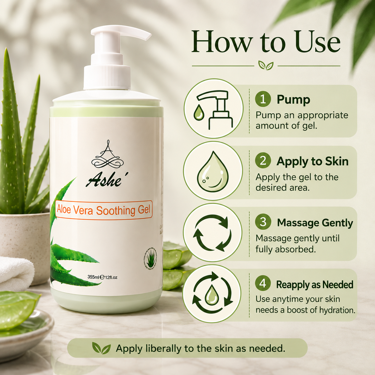 Ashé Aloe Vera Soothing Gel – Hydrating & Calming Skin Gel