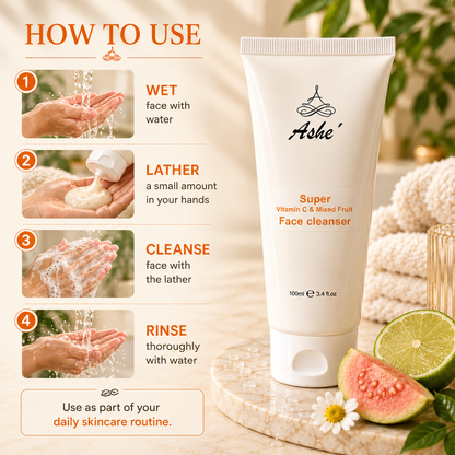Ashé Super Vitamin C & Mixed Fruit Face Cleanser – Brightening Daily Cleanser