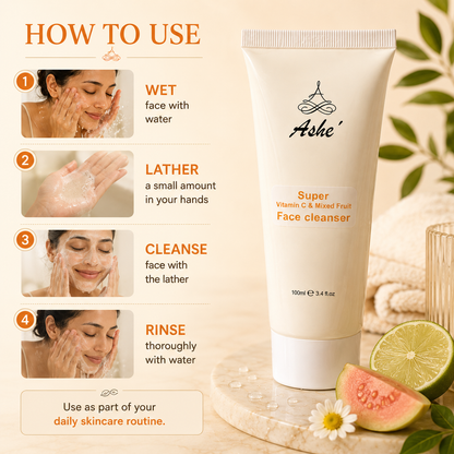 Ashé Super Vitamin C & Mixed Fruit Face Cleanser – Brightening Daily Cleanser