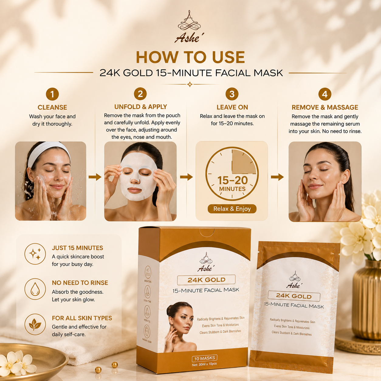 24K Gold Triple Brightening Sheet Mask