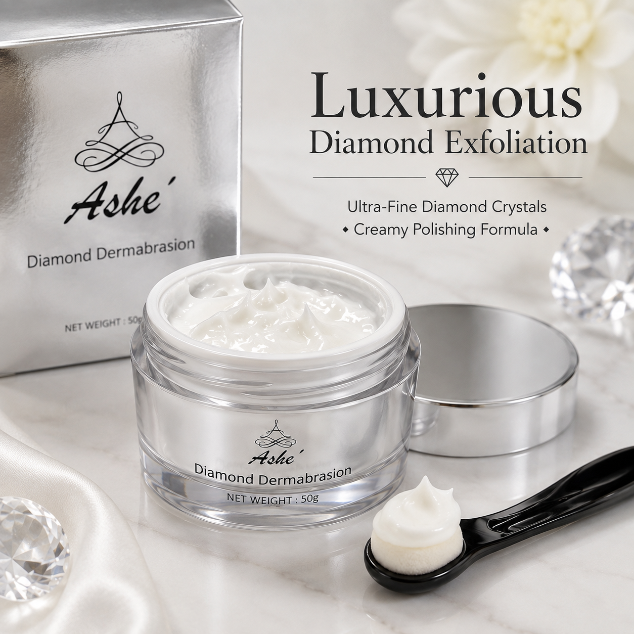 Ashé Diamond Dermabrasion – Exfoliating & Smoothing Facial Cream, 50g