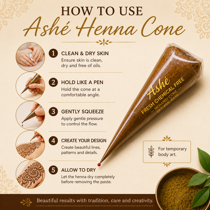 Ashé Fresh Henna Mehndi Cone – Temporary Body Art