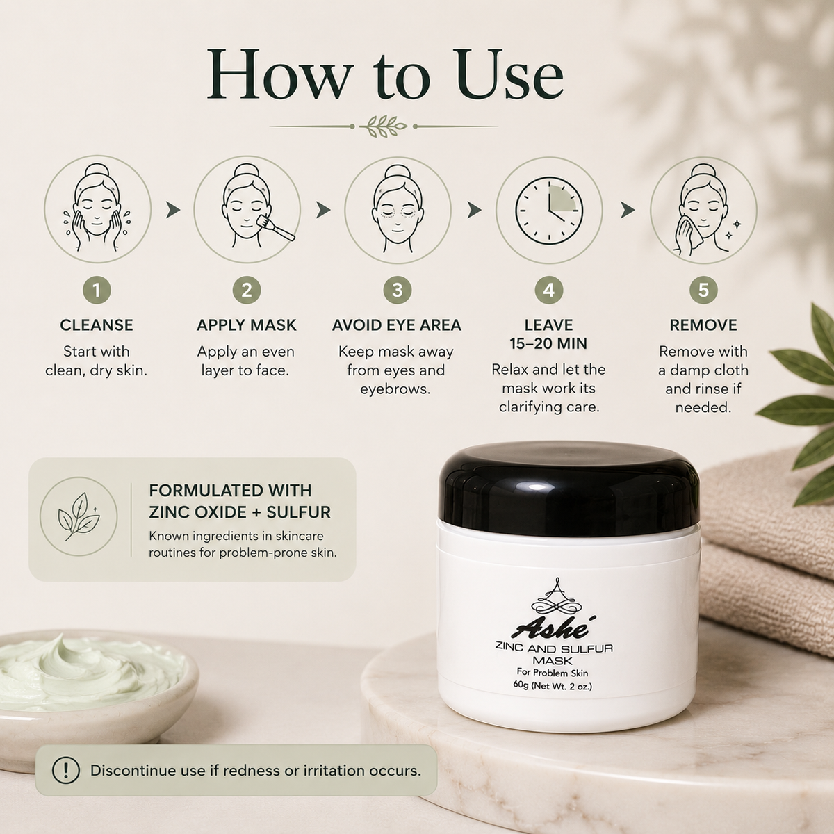 Ashé Zinc & Sulfur Mask for Problem Skin