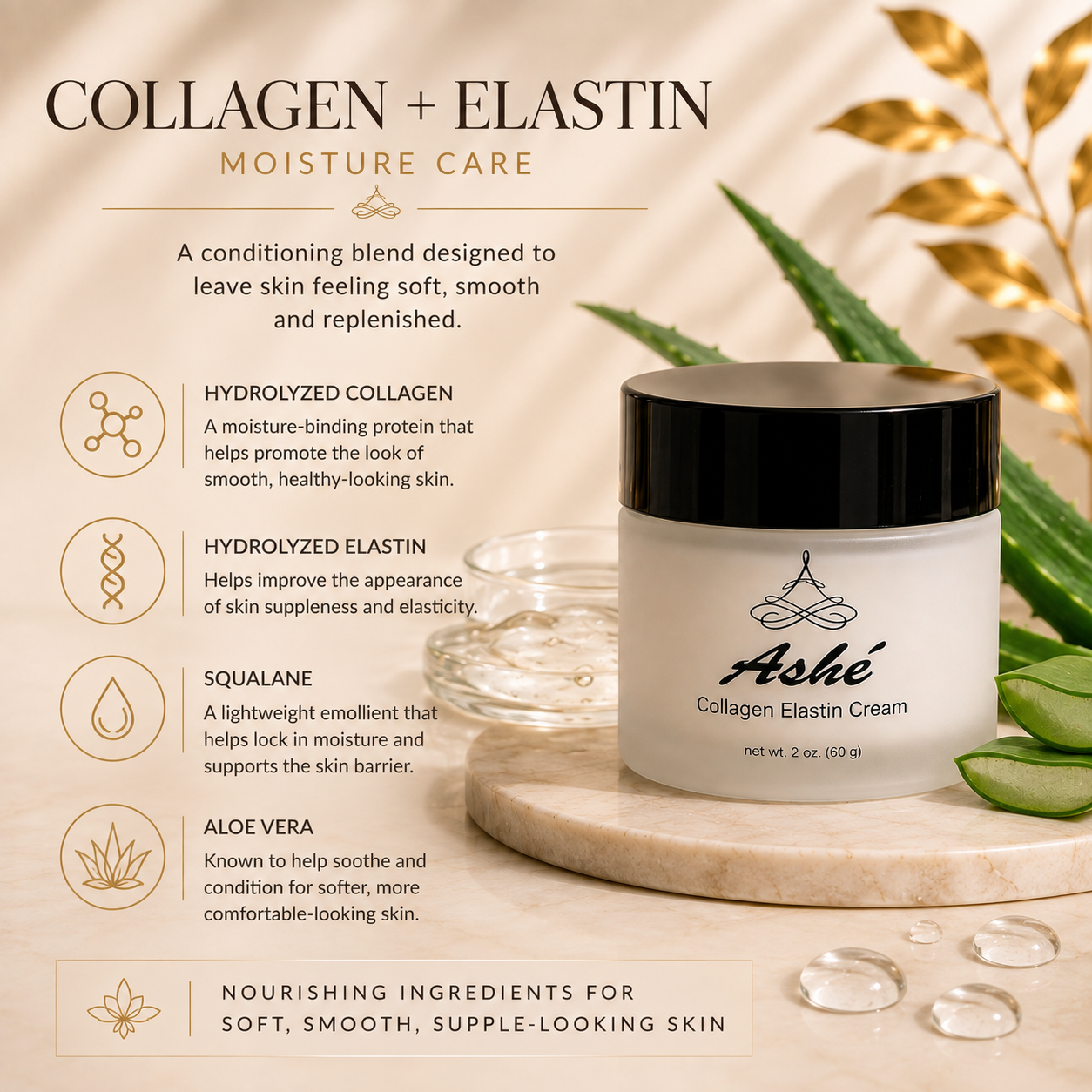 Ashé Collagen Elastin Cream – Firming & Hydrating Face Moisturizer
