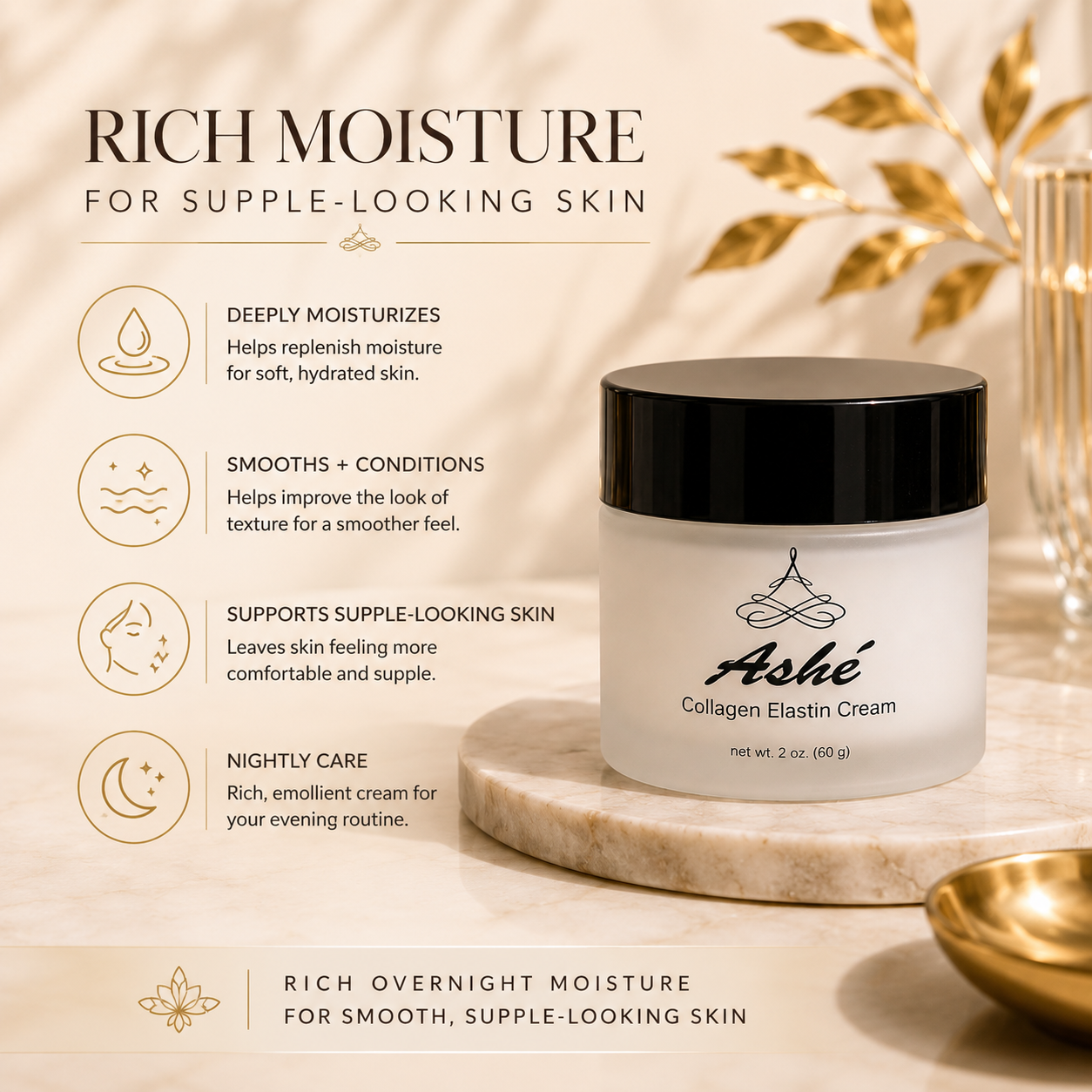 Ashé Collagen Elastin Cream – Firming & Hydrating Face Moisturizer