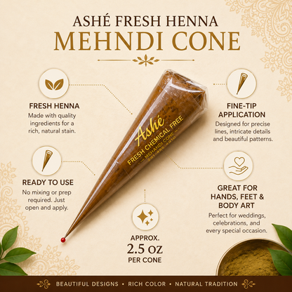 Ashé Fresh Henna Mehndi Cone – Temporary Body Art