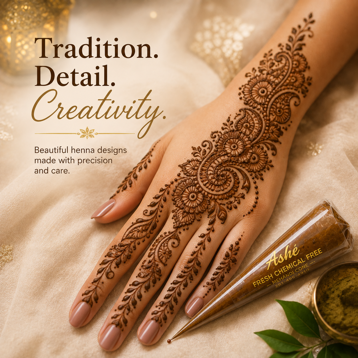 Ashé Fresh Henna Mehndi Cone – Temporary Body Art