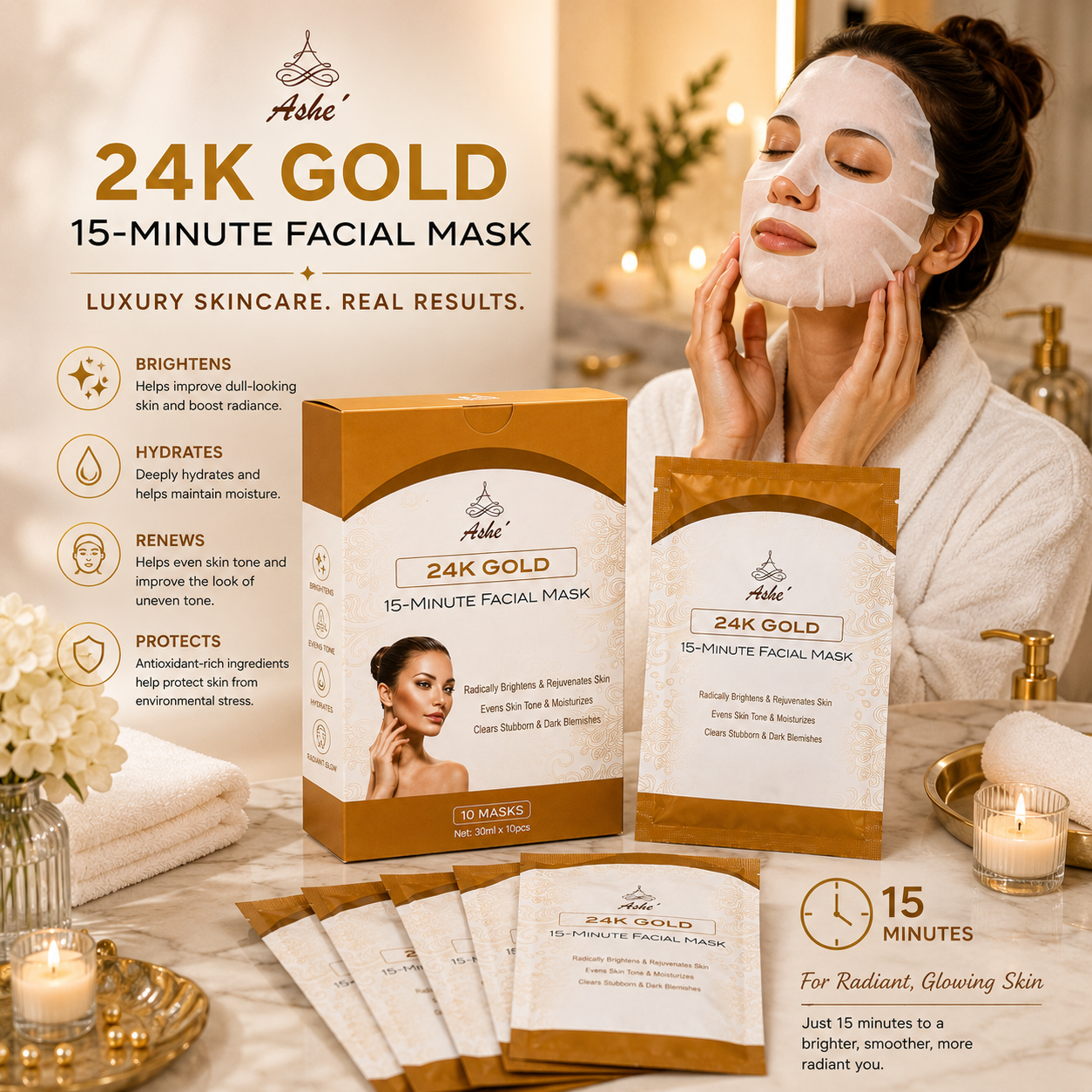 24K Gold Triple Brightening Sheet Mask