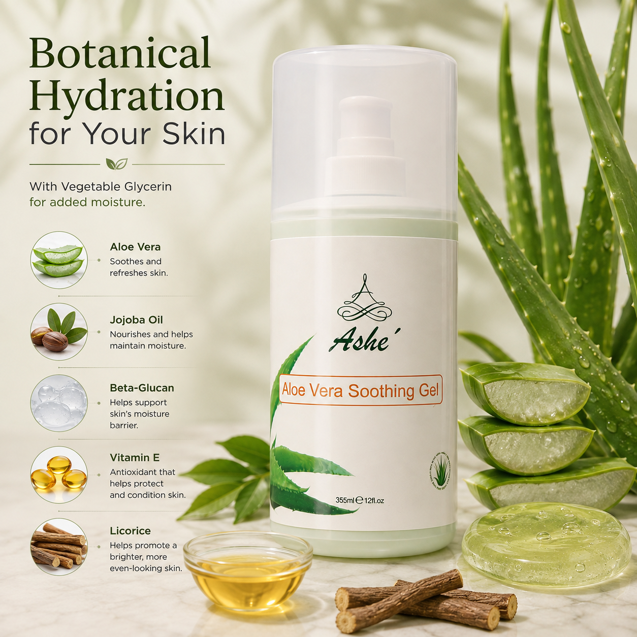 Ashé Aloe Vera Soothing Gel – Hydrating & Calming Skin Gel