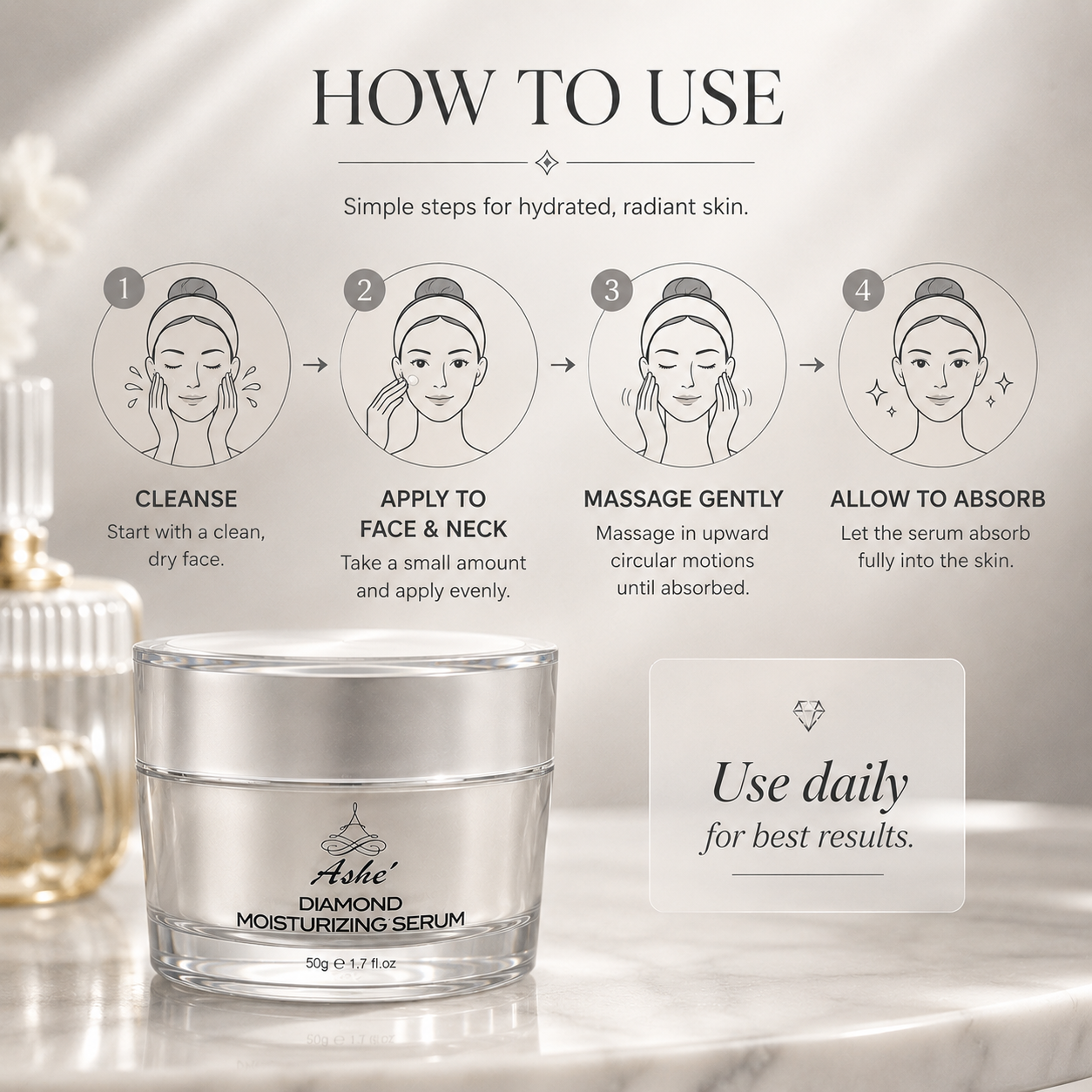 Ashé Diamond Moisturizing Serum – Hydrating Face Serum