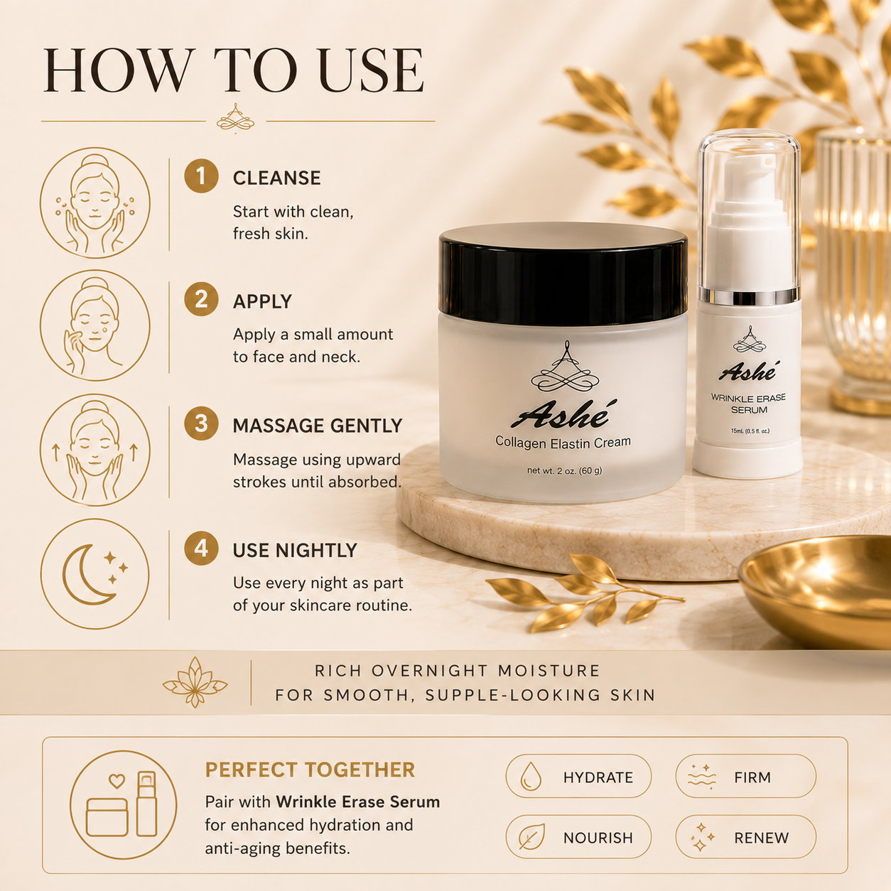 Ashé Collagen Elastin Cream – Firming & Hydrating Face Moisturizer