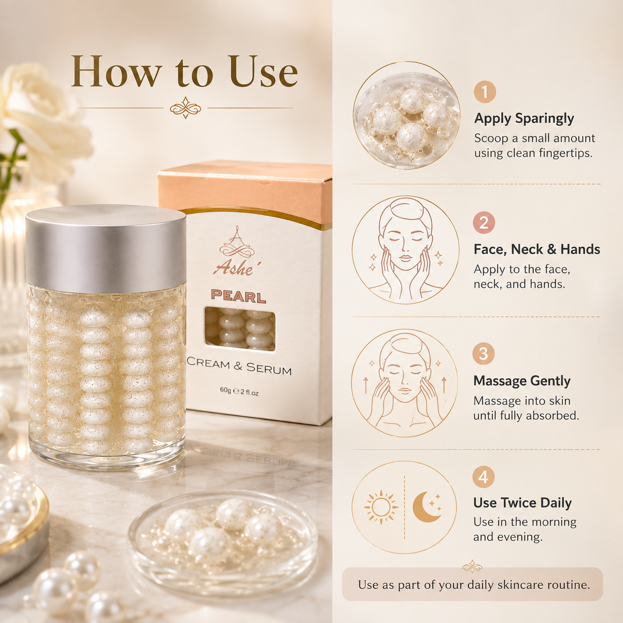 Ashé Pearl Cream & Serum – Hydrating Pearl Facial Treatment