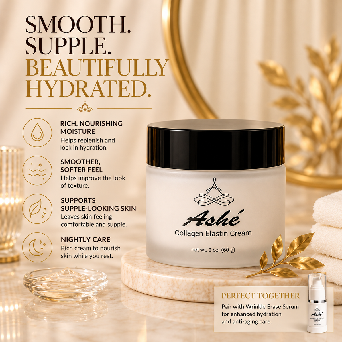 Ashé Collagen Elastin Cream – Firming & Hydrating Face Moisturizer