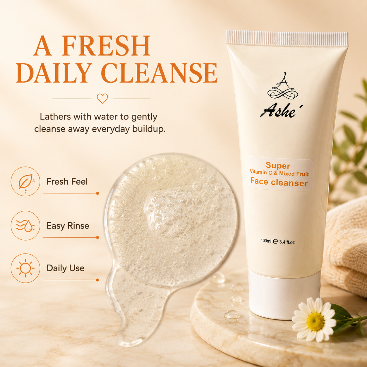 Ashé Super Vitamin C & Mixed Fruit Face Cleanser – Brightening Daily Cleanser